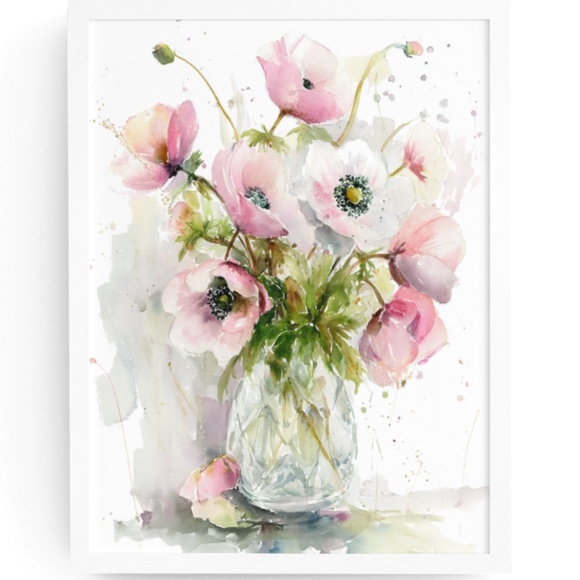 Creative Path Studios Other - Watercolor Anemone Flowers Wall Art Illustration Print Poster Unframed